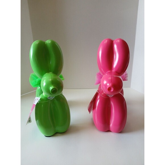 (2) BALLON DOG SCULPTURES HOT PINK, LIME GREEN ART DECOR BALLOON DOGS-TUTU - Picture 2 of 16